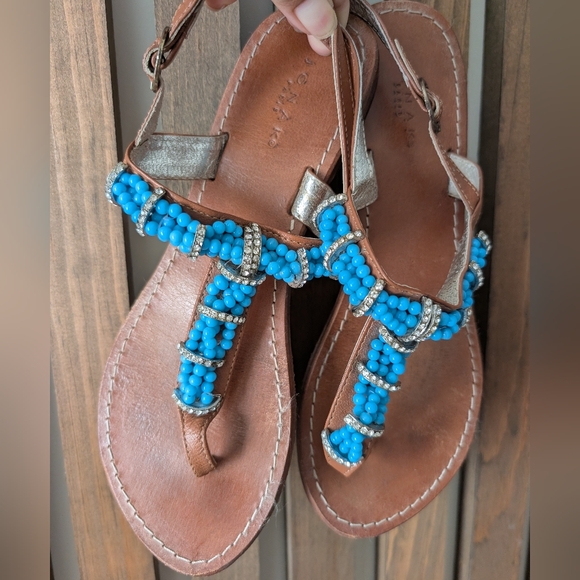 🇫🇷Jonak Paris Beaded Leather Sandals - US7 - Picture 2 of 6